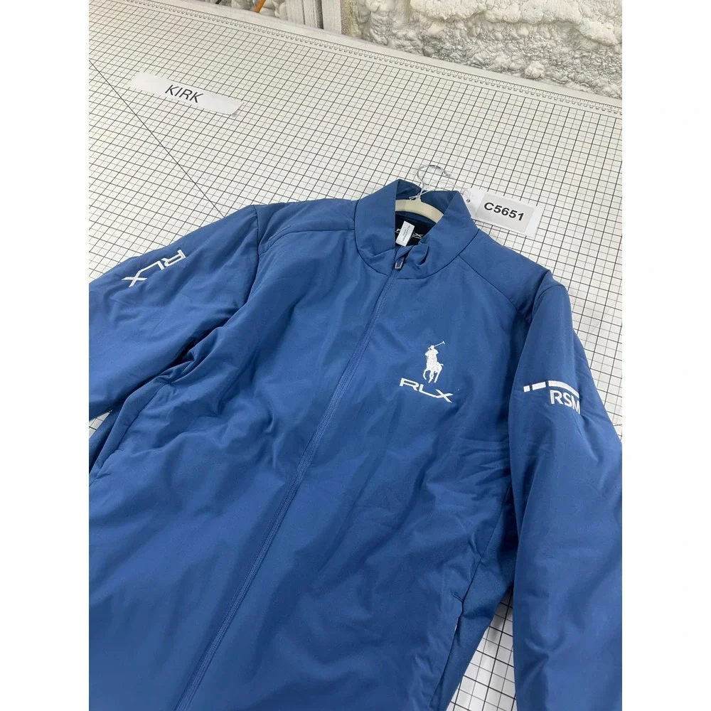 RLX Ralph Lauren RSM Golf Full Zip Jacket Men's Size Large Blue Softshell Pony